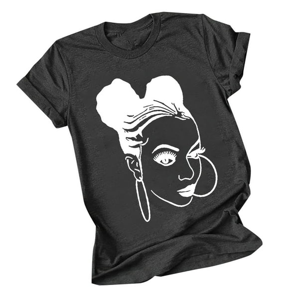 Tops de Manga Corta de las Mujeres, Cuello Redondo Impreso, Camiseta de Manga Corta para las Mujeres