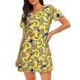 thumbnail image 1 of Disketp Ducks para Camisón Corto de Manga Corta para Mujeres, Camisón Cómodo con Escote Redondo, Bonito y Confortable, 1 of 6