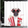 thumbnail image 4 of Ambesonne Pug Shower Curtain, Dog Going to the Movies, 69"Wx75"L, Cream Red Black, 4 of 5