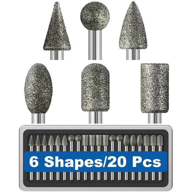 Juego de brocas de diamante Sworker, 20 unidades, 120 granos, para Dremel