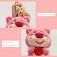 thumbnail image 3 of Figura Muñeca Dibujos Animados Peluche Oso Fresa Llavero Femenino Juguete Agarrador (A) Rosa, 3 of 9