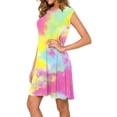 thumbnail image 4 of RKSTN Robes d'Été pour Femmes Col Rond Sans Manches Mini Robe Imprimée Décontractée, 4 of 6