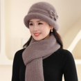 thumbnail image 5 of Winter Beanie Hat Scarf Gloves Set, 3Pcs/Set Women Hat Scarf Gloves Fashion Casual Solid Color Soft Cozy Knitted Autumn Winter Hand Neck Hand Warm Beanie Cap Scarf Mittens For Outdoor Daily Wear, 5 of 5