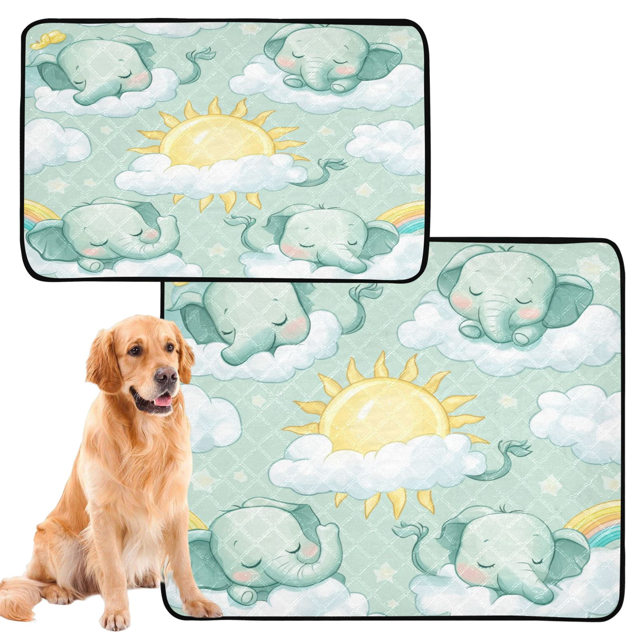 Qxltty Illustration Of Cartoon Sleeping Baby Elephants Cat litter Pads Pet Set of 3 Diaper Mats Center Anti-leakage Layer Absorbent Soft and Comfortable