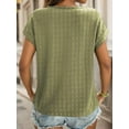 thumbnail image 4 of Weardear Womens Casual Tops Cap Short Sleeve T Shirt Round Neck Textured Fall Basic Shirt, 4 of 5