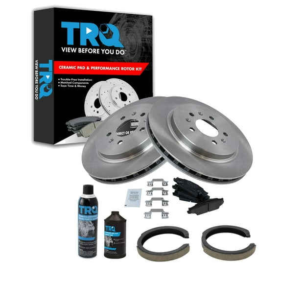 TRQ Rear Brake Pad & Rotor Kit BKA38712 Fits Select 2005-2010 Cadillac STS