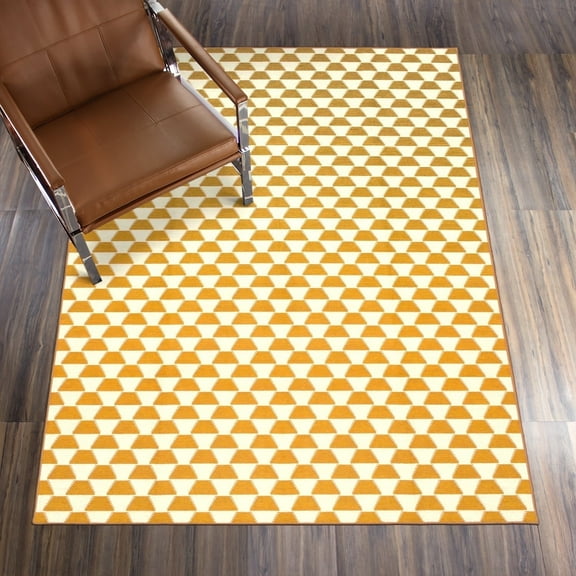My Magic Carpet 5'x7' Machine Washable Non-Slip Dining Living Room Area Rug - Yanis Yellow/Gold