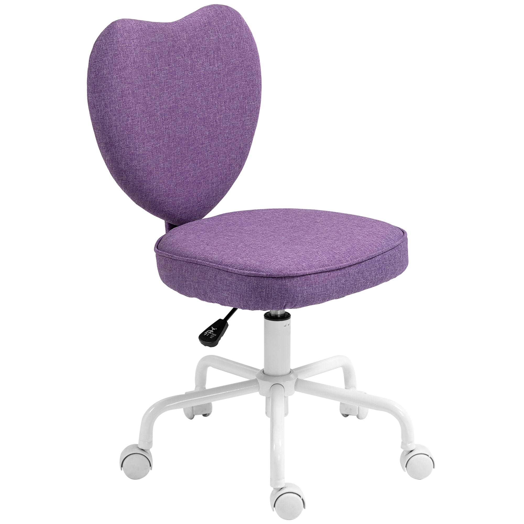 Full Size Fabric Accent Chairs, Heart Love Shaped Back Design Office Chair, Purple Accent Chairs,Fabric,Steel Modern Accent Chairs, Furniture Primary Living Space Chairs & Accent Seating