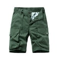 thumbnail image 2 of Elainilye Fashion Mens Cargo Shorts Summer Plain Print Casual Shorts Multi-Pocket Cargo Shorts Hiking Shorts,Green, 2 of 5