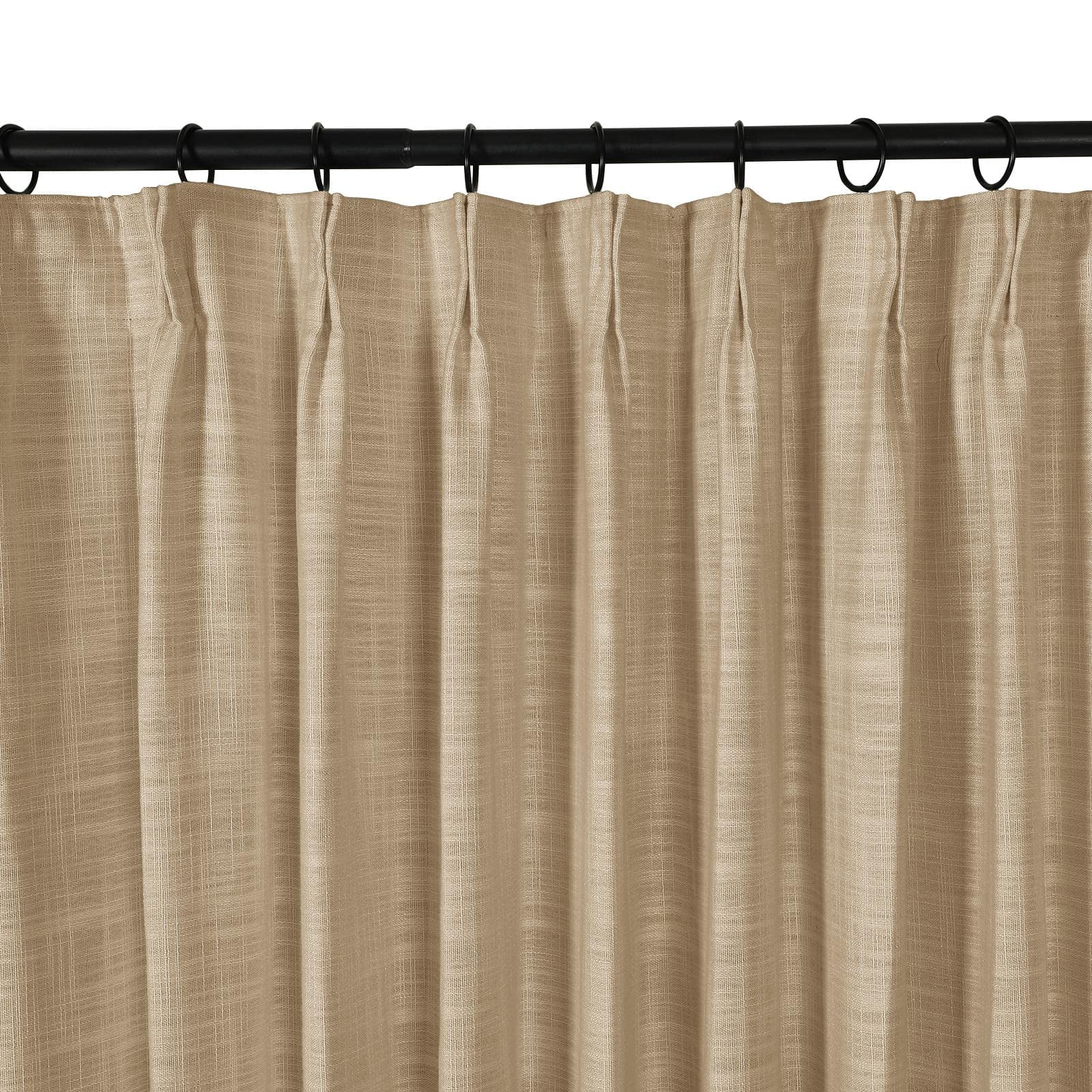 Linen Textured Pinch Pleat Curtain for Living Room, Room Darkening Window Curtain Panel for Bedroom, Privacy Drape with Double Layer (72 x 84 Inches, 1 Panel, Sand Beige) outdoor curtains