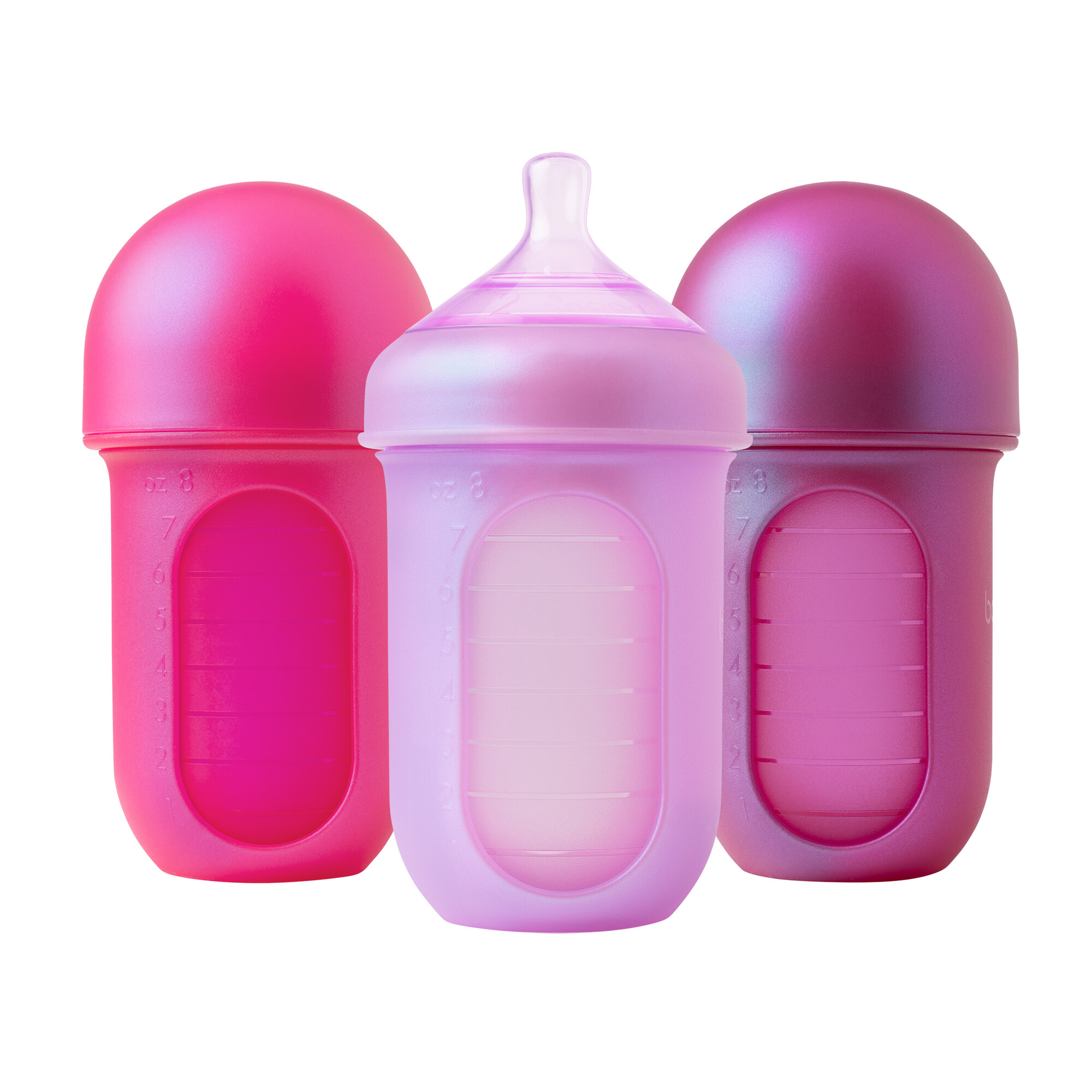 Boon Nursh Reusable Baby Bottles, 8oz, Stage 2 Medium Flow, 3-Pack photo 1