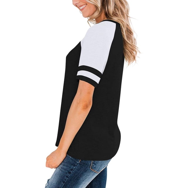 Femmes Chemise à Manches Courtes Col Rond Dames T-Shirt Top - Dames T-Shirt Décontracté Femmes Lâches Chemise à Manches Courtes - Femmes Manches Courtes Top T-Shirts Col Rond Chemisier Décontracté Mignon pour les Femmes Filles