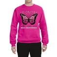 thumbnail image 2 of Wild Bobby Faith Hope Love Butterfly Ribbons Breast Cancer Awareness Unisex Crewneck Sweatshirt, Fuschia, Small, 2 of 6