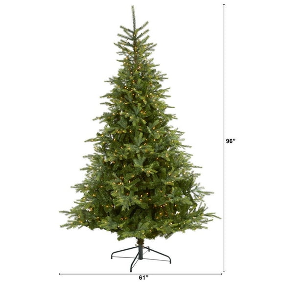 Nearly Natural 8ft. North Carolina Spruce Artificial Christmas Tree with 650 Clear Lights and 1303 Bendable Branches