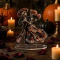 thumbnail image 4 of SLYNSHome Floral Dancing Couple Skeleton Acrylic Tabletop Stand Sign, Vintage Sugar Skull Pair Desktop Ornament For Mantel Shelf Indoor Halloween Holiday Farmhouse Spooky Table Home Decor Accent, 4 of 7