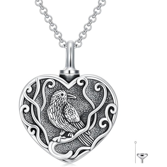 DVEATR Urn Necklace for Ashes 925 Sterling Silver Forever in My Heart Keepsake Cremation Pendant Necklace