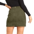 thumbnail image 5 of Womens High Waist Suede Fall Skirts Side Split Bodycon Short Zipper A Line Corduroy Mini Skirt - Women Fall Winter Plain Faux Suede Skirt - Casual Skirts Trendy Womens Skirts 2026 Army Green L, 5 of 6