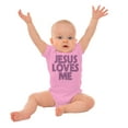 thumbnail image 3 of Jesus Loves Me Retro Christian Romper Boys or Girls Infant Baby Brisco Brands 12M, 3 of 6