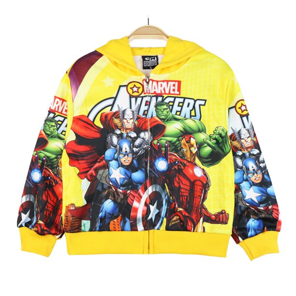 Nueva chaqueta de primavera y otoño para niños, ropa de algodón para niños de Los Vengadores, abrigo para niños con capucha, ropa de salida a la moda para bebés de invierno, Super HeroM (4T) Gao Jinjia LED