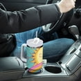 thumbnail image 4 of Yayeee 30oz Stainless Steel Tumbler with Straw and Handle Double-Wall Insulated Travel Water Bottle, Retro Blue Rainbow, 4 of 8