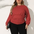 thumbnail image 6 of asdoklhq Plus Size Long Blouses,Women's Casual Irregular Waist Pleated Sweatshirt Solid Color Plus Size Top, 6 of 7