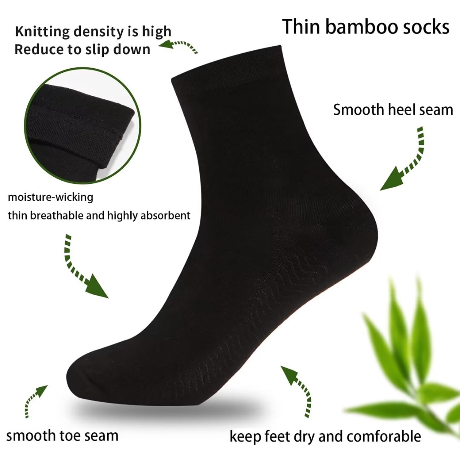 Bamboo Low Quarter Thin Ankle Sock for Men and Women Anti Odor Natural Breathable Comfortable Socks 6 Pairs