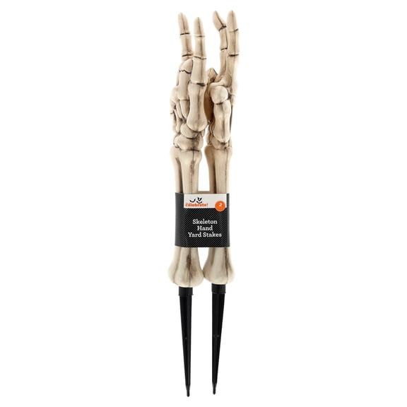 Skeleton Hand Yard Stakes Outdoor Decoration, White, 18", 2 Count, Halloween by Way To Celebrate