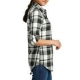 thumbnail image 2 of Mafoose Flannel Shirts For Women Plaid Jackets Long Sleeve Button Down Snow White/ Black 3X-Large, 2 of 6