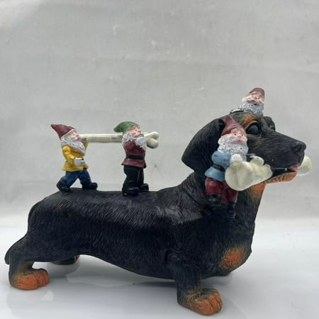 

Kadlawus Decor Christmas Decor New Dachshund Gnome Dwarf Statue Resin Ornament Christmas Carnival Arrangement Patio Decoration