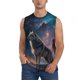thumbnail image 1 of Fotbe Night Sky Wolf Men's Camiseta sin Mangas Estampada para Hombres, Playera Casual para Gimnasio, Entrenamiento, Playa-Small, 1 of 7