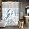 thumbnail image 5 of No Hook Shower Curtains with Snap-in Liner Set, Teal Blue Coastal Waterproof Hotel Style Bathroom Shower Curtain, Summer Lobster Coral Nautical Breathable Mesh Top Window Bath Curtains 60''x72'', 5 of 9