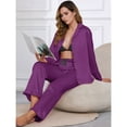 thumbnail image 2 of SWSMCLT Women's Button Pajama Set Breathable Elastic Band Cigarette Long Sleeve Nightwear Comfy Lounge Set Purple XX-Large, 2 of 5