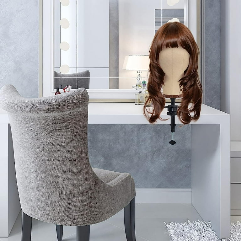 Bileaf 22 inch Canvas Block Head Wig Mannequin Head Display Styling Poly Canvas Wig Head with Stand for Making Wigs