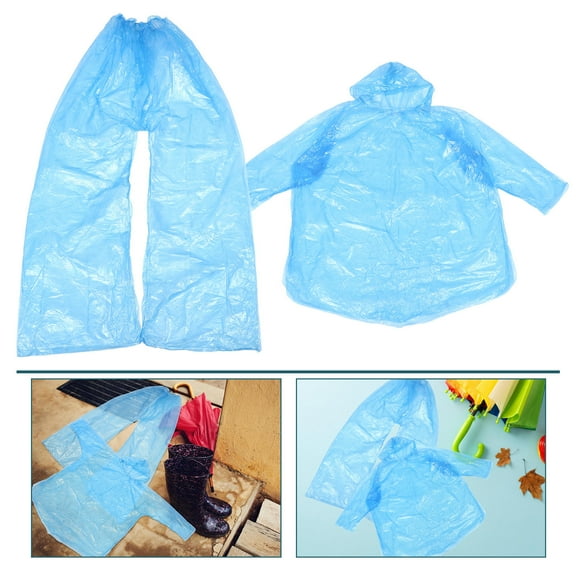 CIMAXIC Durable PE Rain Poncho with Hood for Outdoor Use Skyblue Splashproof and Stylish Design Fits Most Adults