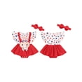 thumbnail image 2 of Raccmtaty Baby Girls Independence Day Romper Dress Flying Sleeve Stars Print Jumpsuit with Headband, 2 of 8