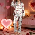 thumbnail image 2 of Shadoumai Women's PINK Flannel Pajama Set, Long Sleeve Button Down Shirt & Pants, Sleepwear for Women, 2 of 5