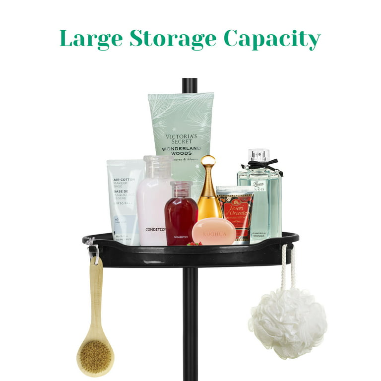Estink Bathroom Corner Shelf, Adjustable 4-Tier White Plastic Tension Corner  Pole Caddy Rack Basket for Shampoo, Soap, Conditioner, Razors 
