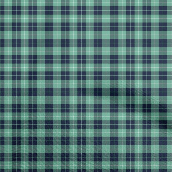 oneOone Cotton Flex Sea Green Fabric Check Fabric For Sewing Printed Craft Fabric By The Yard 40 Inch Wide