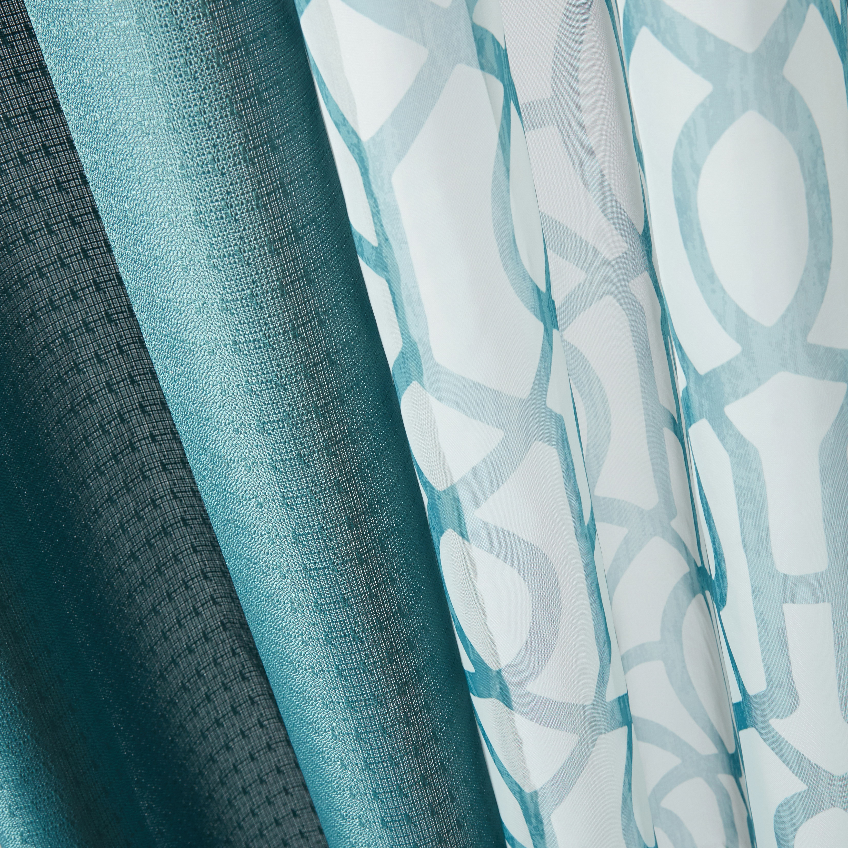 Mainstays 4-Piece Transitional Printed Grommet Light Filtering Window Curtain Panel Set, Pacifica Aqua, 63" x 110"