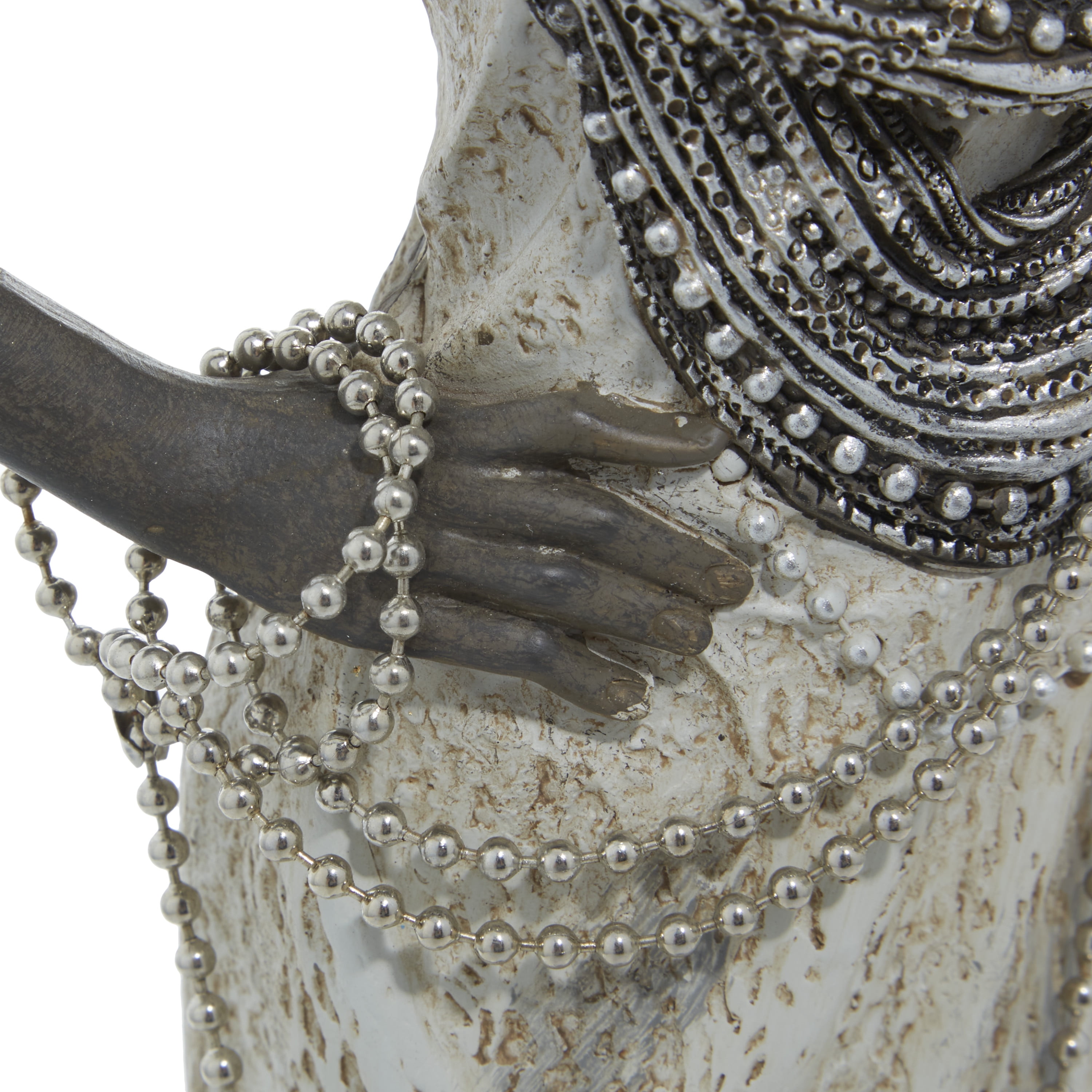 15", 20", 24"H White Polystone Standing African Woman Sculpture with Intricate Jeweled Details, by DecMode (3 Count)