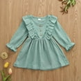 thumbnail image 4 of XEGLSBU Fall Dresses with Sleeves for Wedding Guest Toddler Girls Long Sleeve Dresses Bowknot Hollow out Princess Dress Clothes Girls Dresses Size 6X Green-D Size 4-5 Years, 4 of 5