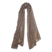 Womens Soft Scarf w/ Mixed Studs - Brown