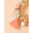 thumbnail image 4 of EOEMY 4Pcs Pink Tassel & Leaf Charm Beaded Bracelet Women Bracelet Stackable Bracelet-Default, 4 of 5