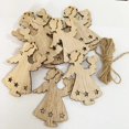 thumbnail image 1 of Recortes de madera en forma de Ángel para decoración de árbol de Navidad, adornos colgantes de madera en blanco con cordel, 10 piezas, 1 of 4