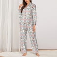thumbnail image 2 of KLL Floral Elephant Print Women's Long Sleeve Pajamas with Pants Sleepwear Loungewear 2 Set-X-Large, 2 of 7