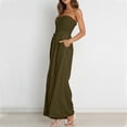 thumbnail image 7 of CheerKidz Women's Pleated High Waist Wide Leg Jumpsuit Summer Strappy Romper Casual Solid Color Outfit(Army Green,XL), 7 of 7