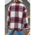 thumbnail image 5 of Asyoly Womens Flannel Plaid Shirts Jacket Long Sleeve Button Down Loose Lapel Shacket Jacket Oversized Coats With Pocket, 5 of 7
