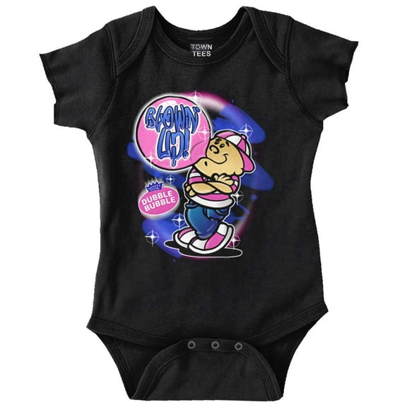 Airbrushed Dubble Bubble Blowing Up Romper Boys or Girls Infant Baby Brisco Brands 12M