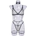 thumbnail image 3 of Gibobby Conjuntos de bragas de encaje Body de Camisola Sexy con Cordones y Espalda Abierta con Panel de Malla para Mujer Lencería Sexy de San Valentín Body Encaje(Negro, XG), 3 of 5