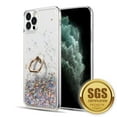 thumbnail image 2 of Waterfall Liquid Glitter Stand Case and Glass Screen Protector for iPhone 14 Pro - Silver, 2 of 9